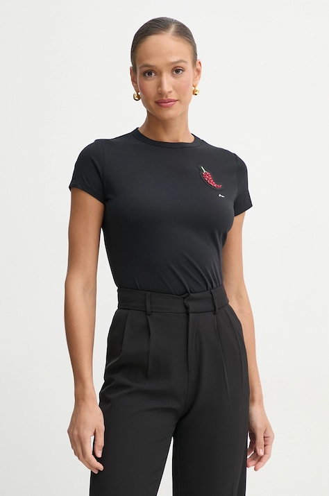 BOSS Orange tricou din bumbac femei, culoarea negru, 50535125