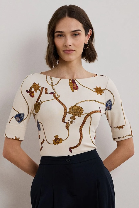 Хлопковая футболка Lauren Ralph Lauren женская цвет белый 200957614