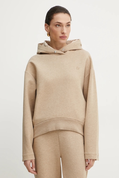 Суичър BOSS в бежово с качулка с меланжов десен 50532026