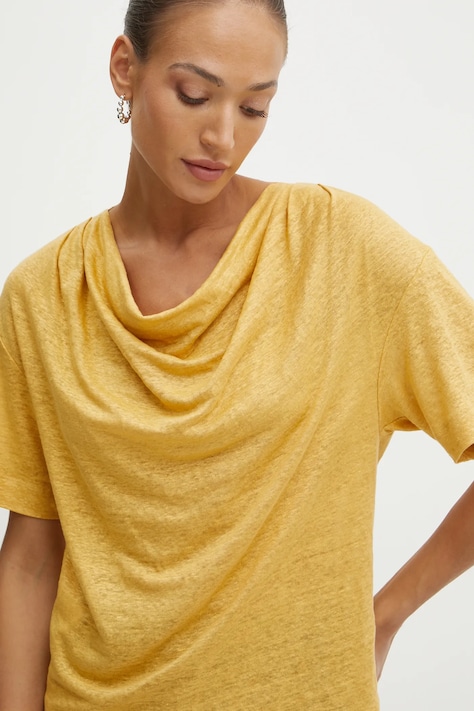 Pinko t-shirt lniany kolor żółty 104952 A2GA