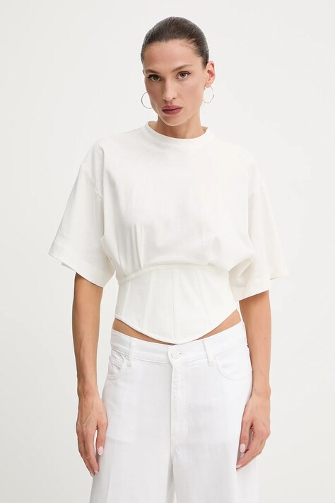 Bavlněné tričko Pinko dámské, bílá barva, 104948 A2HZ