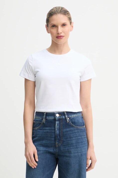 Bavlněné tričko Pinko bílá barva, 100355 A2HN