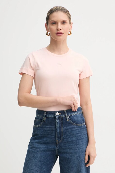 Pinko tricou din bumbac femei, culoarea roz, 100355 A2HN