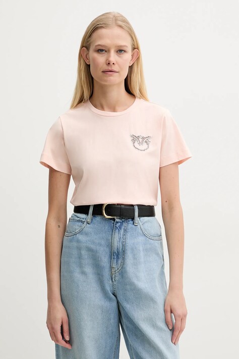Хлопковая футболка Pinko женская цвет бежевый 103320 A2G7
