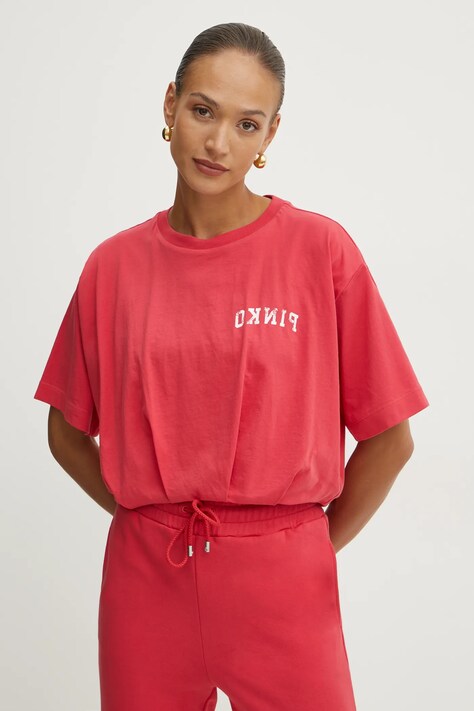 Pinko tricou din bumbac femei, culoarea rosu, 104257 A2C0