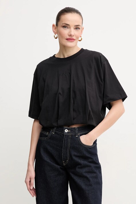 Pinko tricou din bumbac femei, culoarea negru, 104257 A2F8