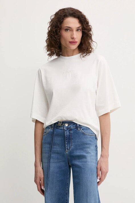 Pinko tricou din bumbac femei, culoarea alb, 104604 A2F8