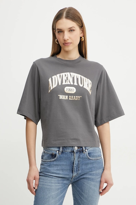 Pinko t-shirt in cotone donna colore grigio 104604 A2CS