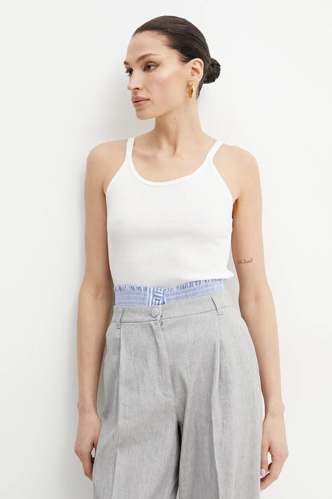 Pinko top din bumbac culoarea alb, 105001 A2IA