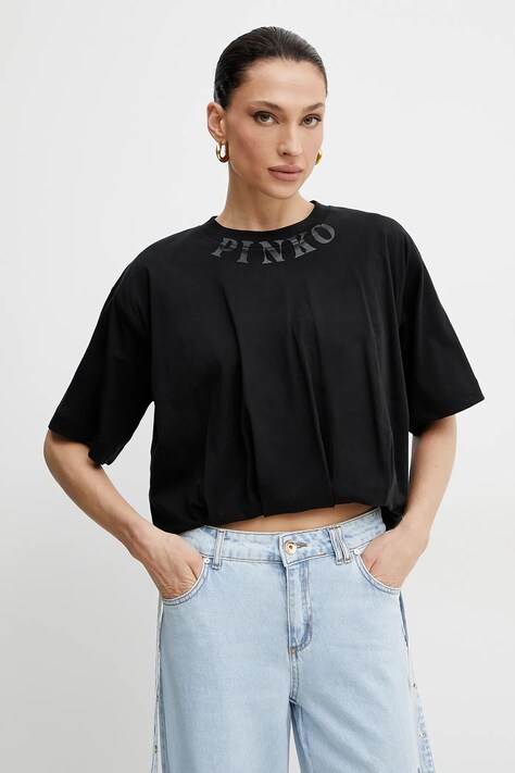 Pinko tricou din bumbac femei, culoarea negru, 104257 A2D2