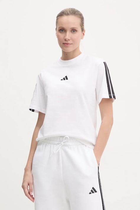Bavlnené tričko adidas Essentials dámske, béžová farba, JM2394