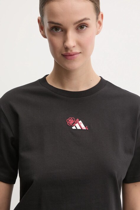 adidas tricou din bumbac W L MINI TEE femei, culoarea negru, JN8224