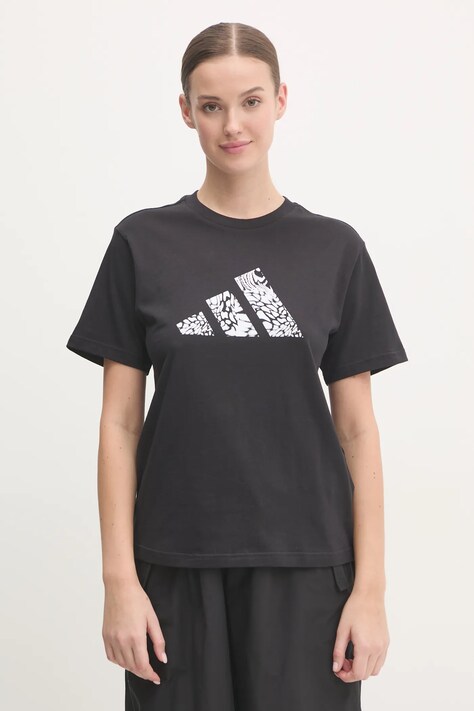 adidas tricou din bumbac Camo femei, culoarea negru, JJ4110