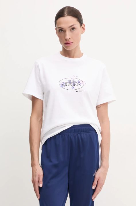 adidas pamut póló W Elem Flrl Tee női, fehér, JI9432