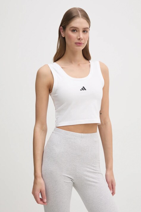 adidas top Essentials femei, culoarea alb, JD0545