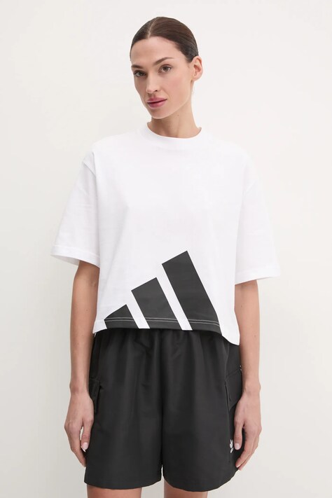 Bavlněné tričko adidas Essentials bílá barva, JG8737