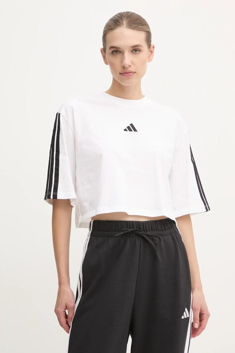 adidas tricou din bumbac Essentials femei, culoarea alb, JD4999