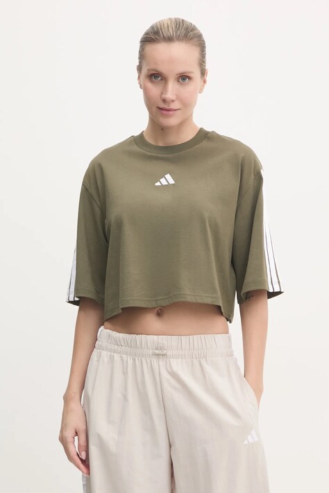 Bavlněné tričko adidas Essentials zelená barva, JE1199