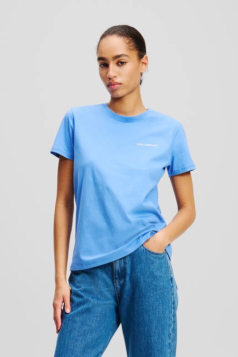 Karl Lagerfeld t-shirt bawełniany damski kolor niebieski A1W17019