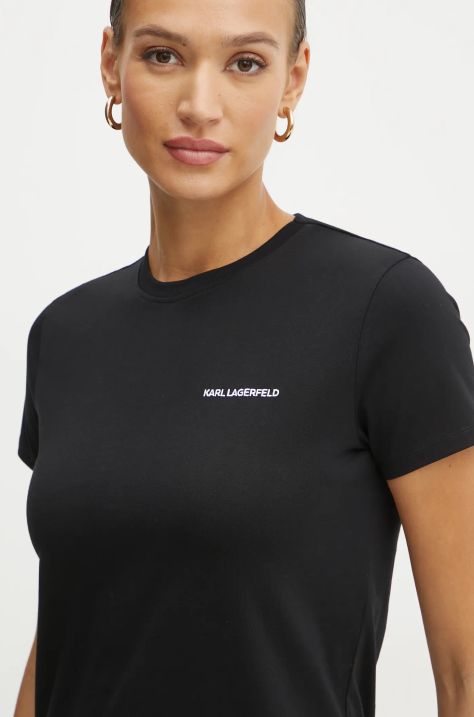 Karl Lagerfeld tricou din bumbac femei, culoarea negru, A1W17019