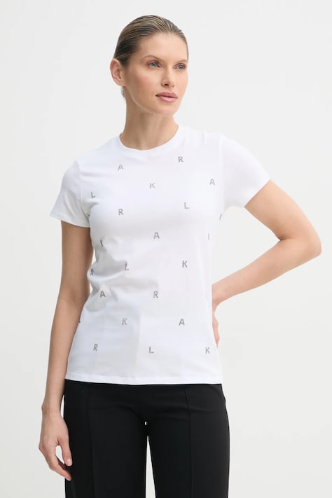Karl Lagerfeld t-shirt bawełniany damski kolor biały A1W17078