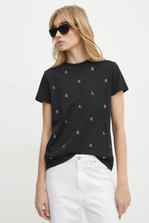 Karl Lagerfeld t-shirt bawełniany damski kolor czarny A1W17078