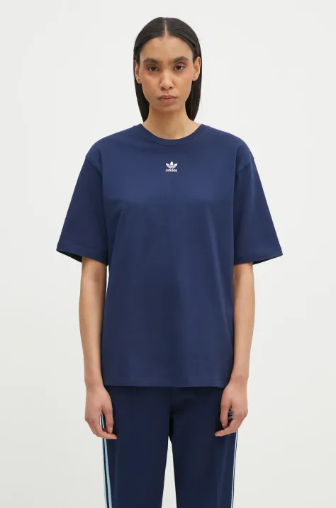 adidas Originals cotton t-shirt Essential women’s navy blue color JC8968