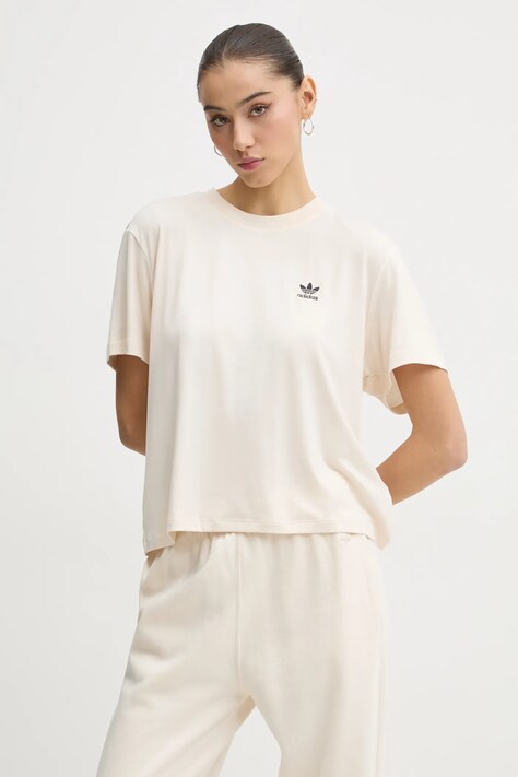 adidas Originals tricou SNAKE TRF TEE femei, culoarea bej, JC5747