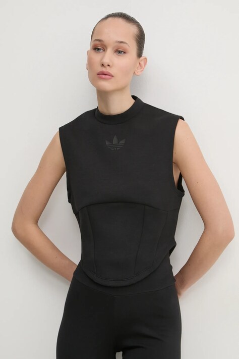 Tričko adidas Originals INTERLOCK VEST černá barva, s pologolfem, JJ0967
