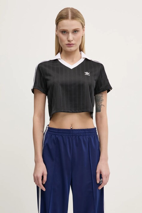 adidas Originals t-shirt V-NECK POLO women’s black color JD2606