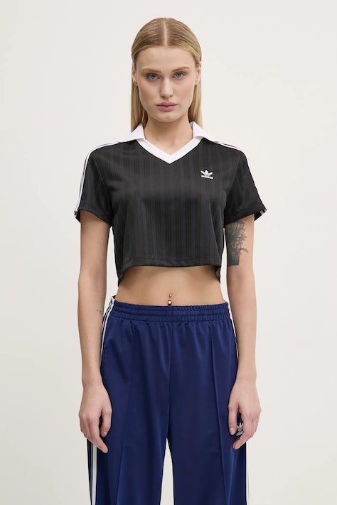 Tričko adidas Originals V-NECK POLO černá barva, JD2606