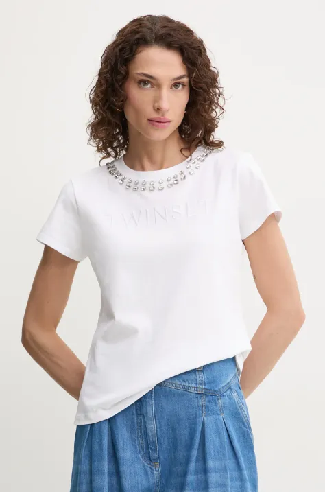 Twinset t-shirt in cotone donna colore bianco 251AP2161