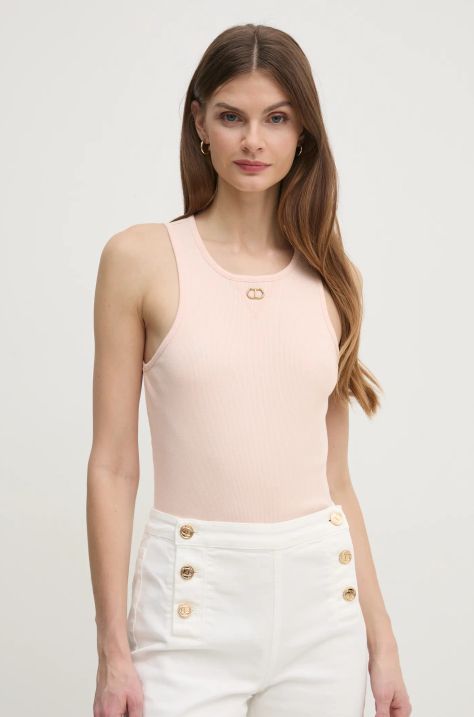 Twinset top bawełniany kolor różowy 251TP2550