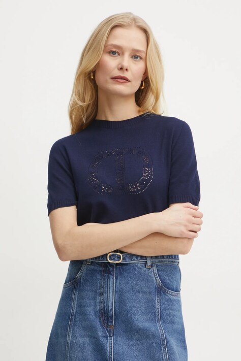 Twinset sweter damski kolor granatowy lekki 251TP3430