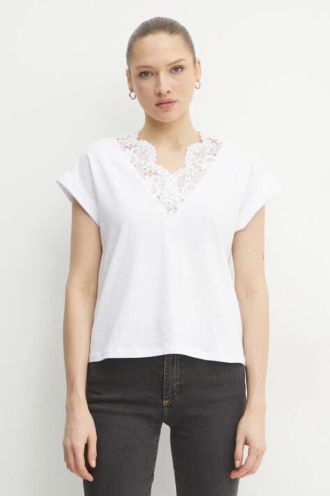 Twinset tricou din bumbac femei, culoarea alb, 251TP2292