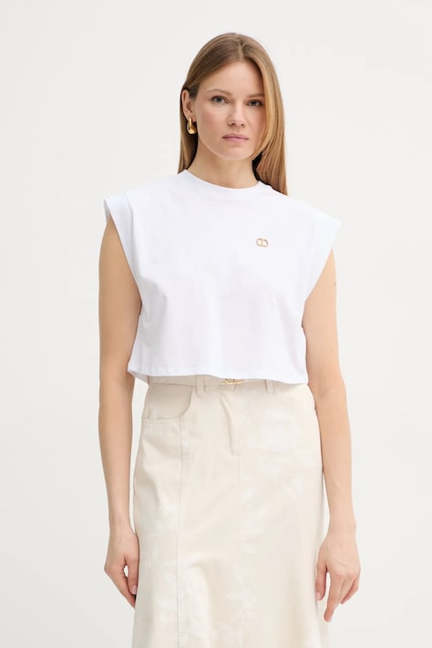 Twinset tricou din bumbac culoarea alb, 251TT2043