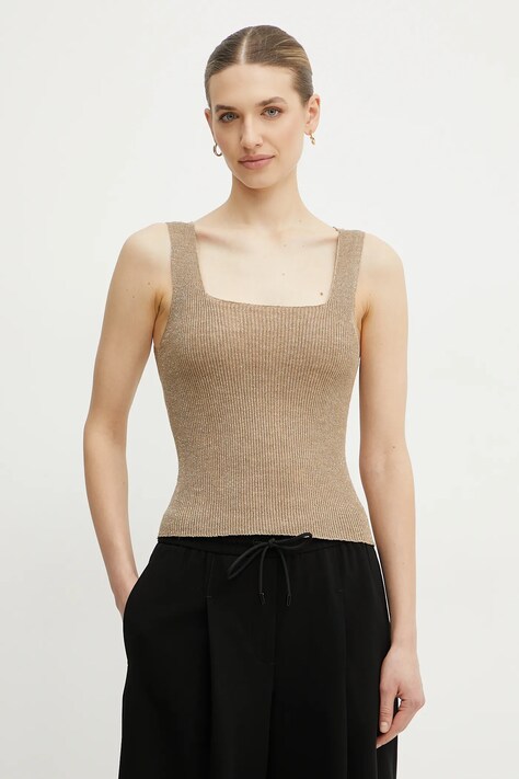 Top s příměsí lnu Twinset zelená barva, 251TT3147