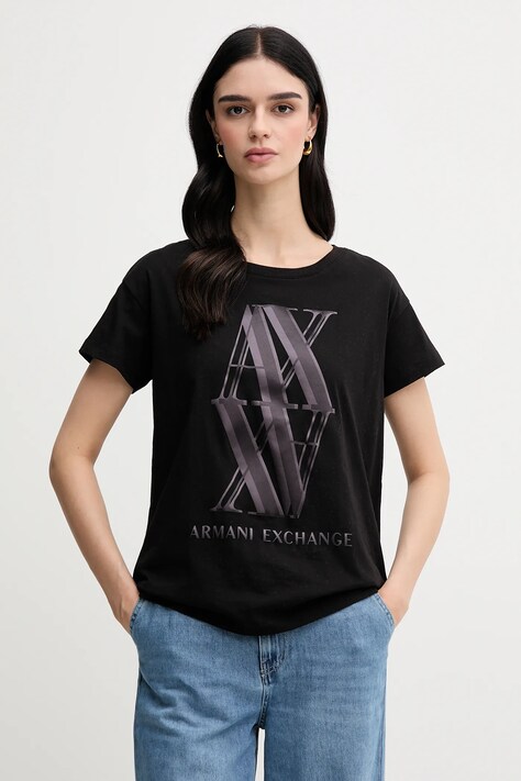 Armani Exchange tricou din bumbac femei, culoarea negru, XW000515 AF10359