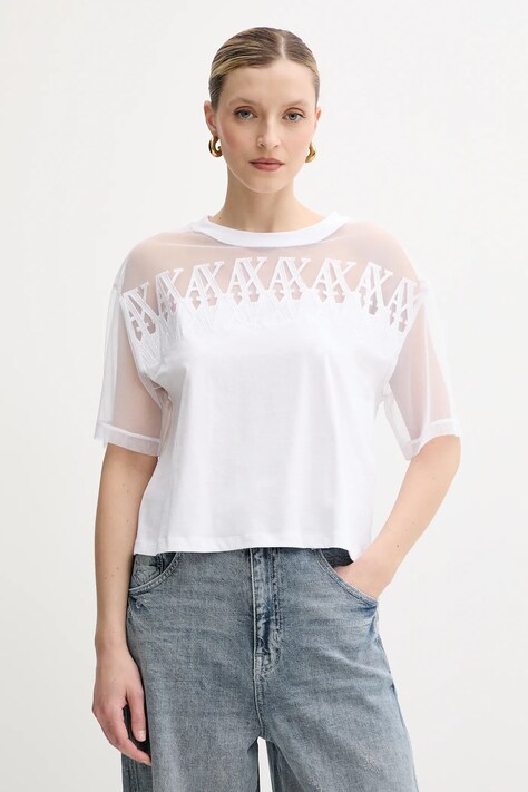 Bavlněné tričko Armani Exchange dámské, bílá barva, XW000516 AF10359