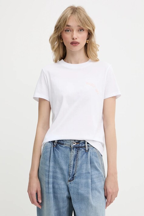 Bavlněné tričko Armani Exchange dámské, bílá barva, XW000543 AF10359