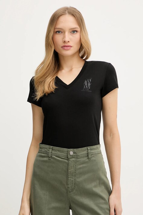 Armani Exchange t-shirt bawełniany damski kolor czarny XW000553 AF12064