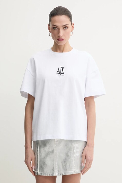 Armani Exchange tricou din bumbac femei, culoarea alb, XW001182 AF15085