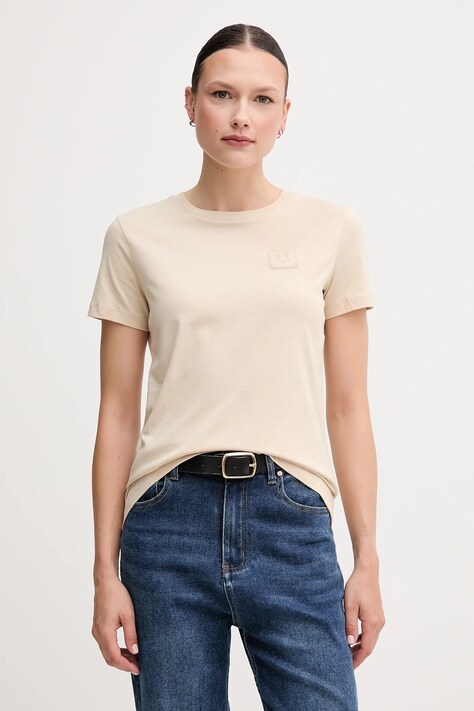 Памучна тениска Armani Exchange дамска в бежово XW000831 AF10356
