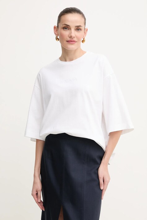 Liviana Conti tricou din bumbac femei, culoarea alb, L5SW70