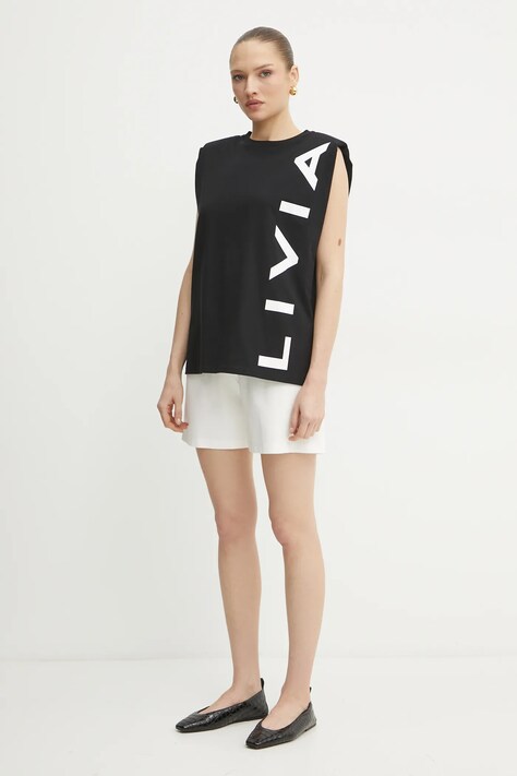 Liviana Conti top in cotone colore nero F5SW60