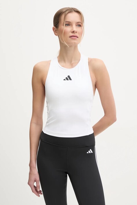 adidas Performance top de antrenament 3 Stripes culoarea alb, JG6183