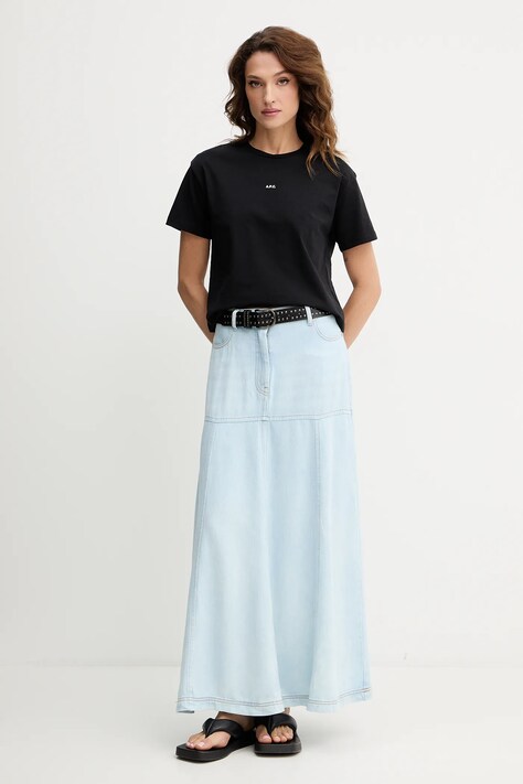Бавовняна футболка A.P.C. t-shirt boxy micro logo GOTS — SS25-TSD0EO, чорний — фото 2