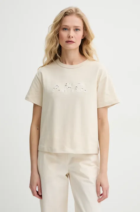 A.P.C. t-shirt in cotone annie - GOTS donna colore beige COHBQ.F26495
