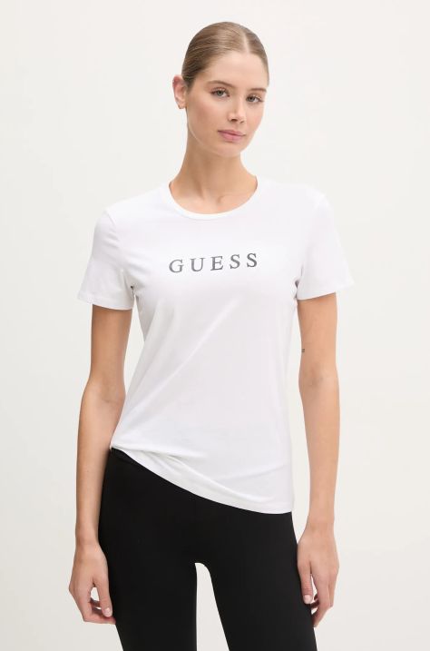 Guess tricou NEW CARRIE femei, culoarea bej, O5RI01 KBBU1