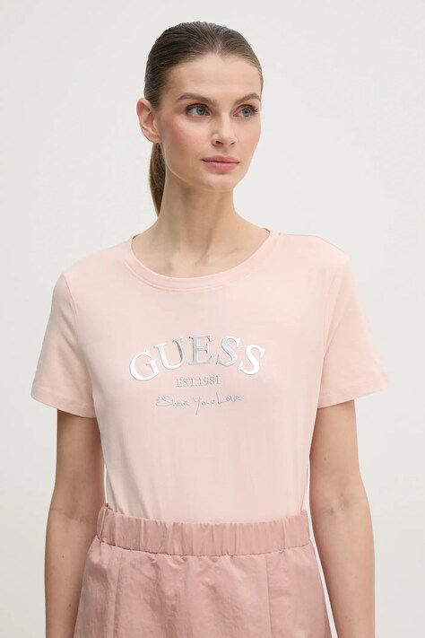Tričko Guess MARGOT růžová barva, V5RI16 J1314